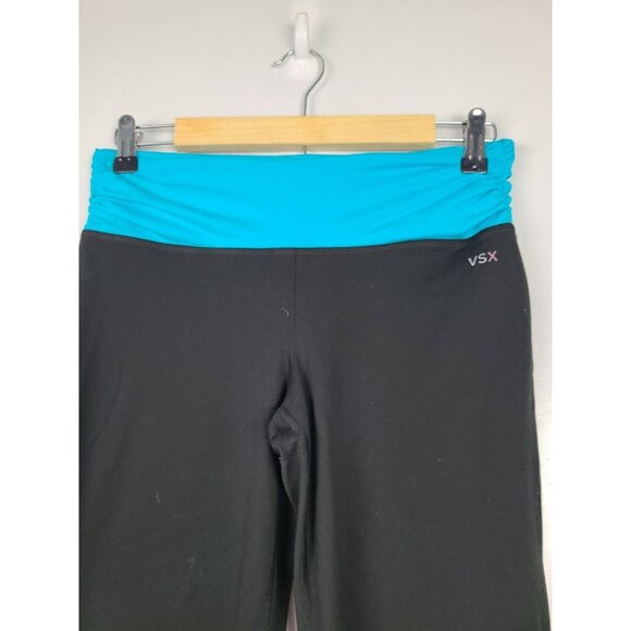 Victorias Secret VSX Sexy Sport Womens Capri Pants Small Black Blue Flared Y2K - Picture 4 of 8